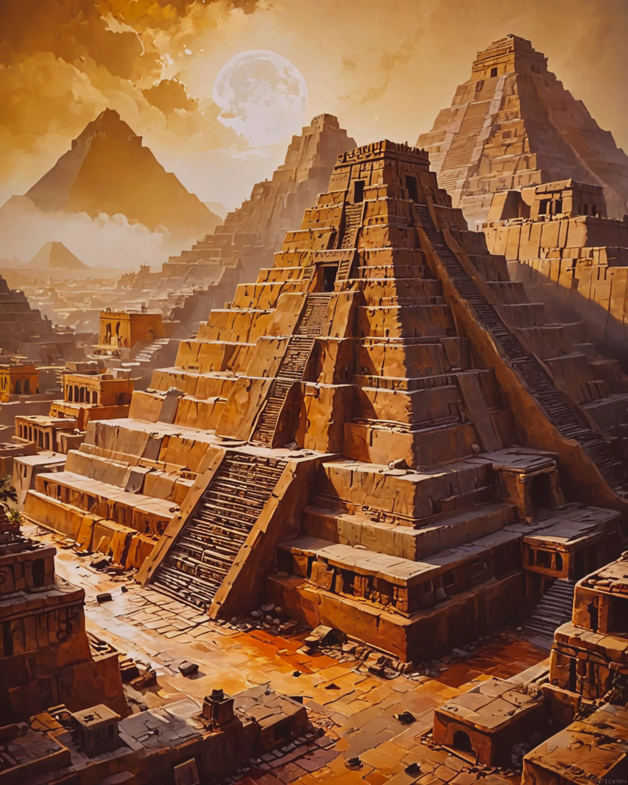 Paint dreams Aztec city gold - Free AI Photo Generator - starryai