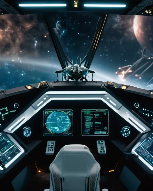 view command bridge a spaceship - Free AI Photo Generator - starryai