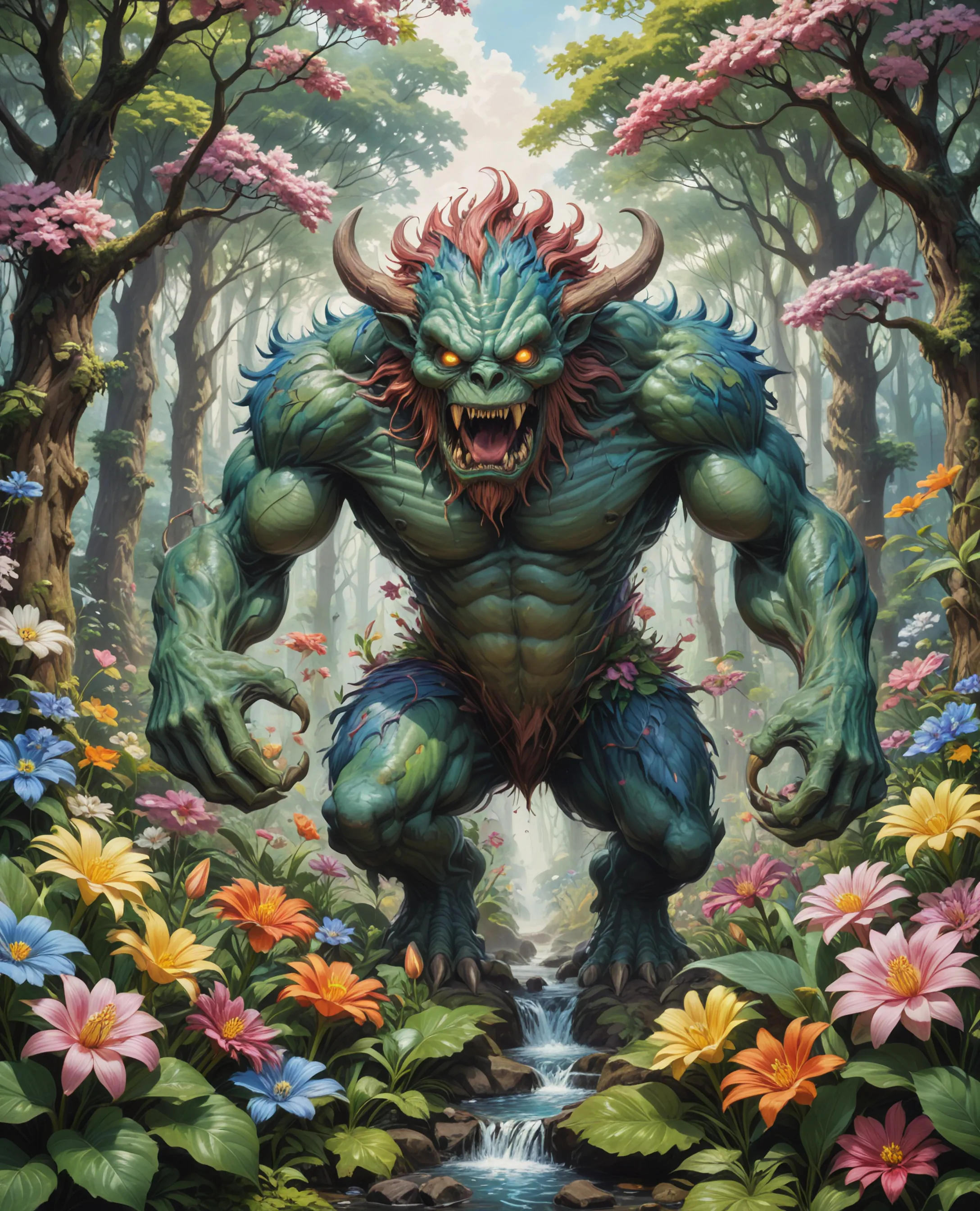 Canvas Cascade a monster through - Free AI Photo Generator - starryai