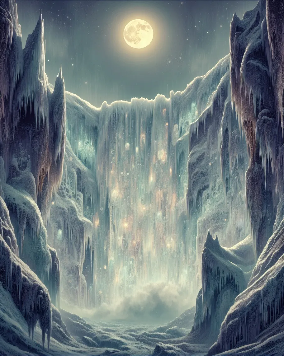 A colossal frozen waterfall its - Free AI Photo Generator - starryai