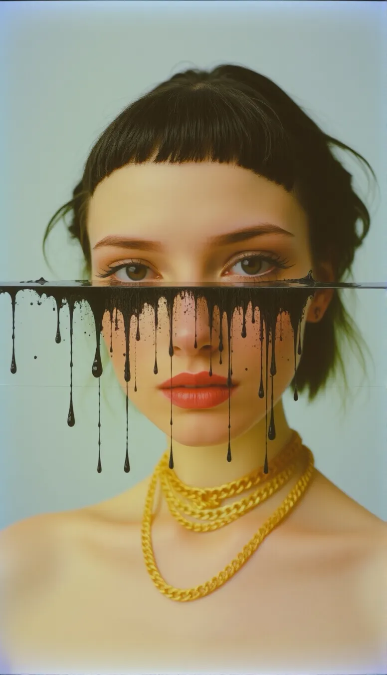 Exaggerated Skin cascading droplets crystalline - Free AI Photo Generator - starryai
