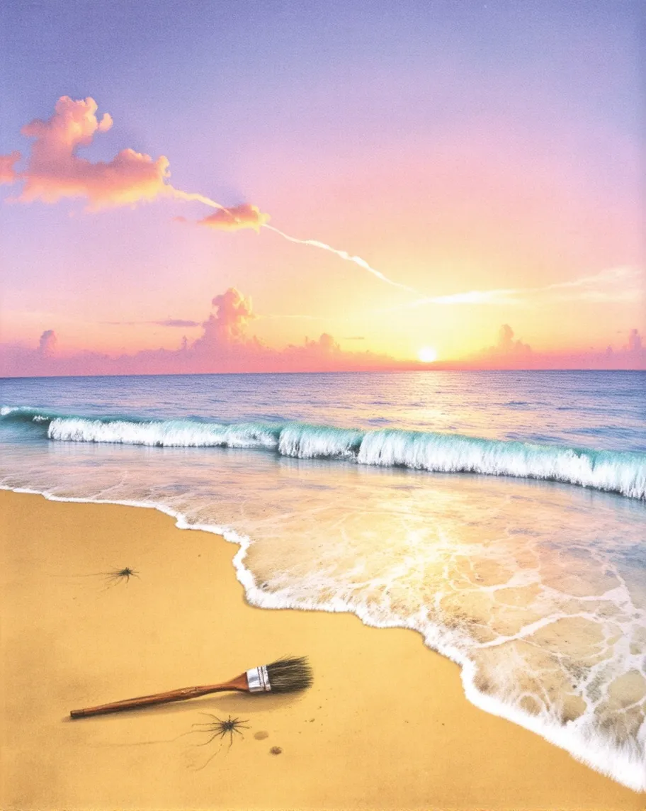 A serene beach at sunset, where - Free AI Photo Generator - starryai