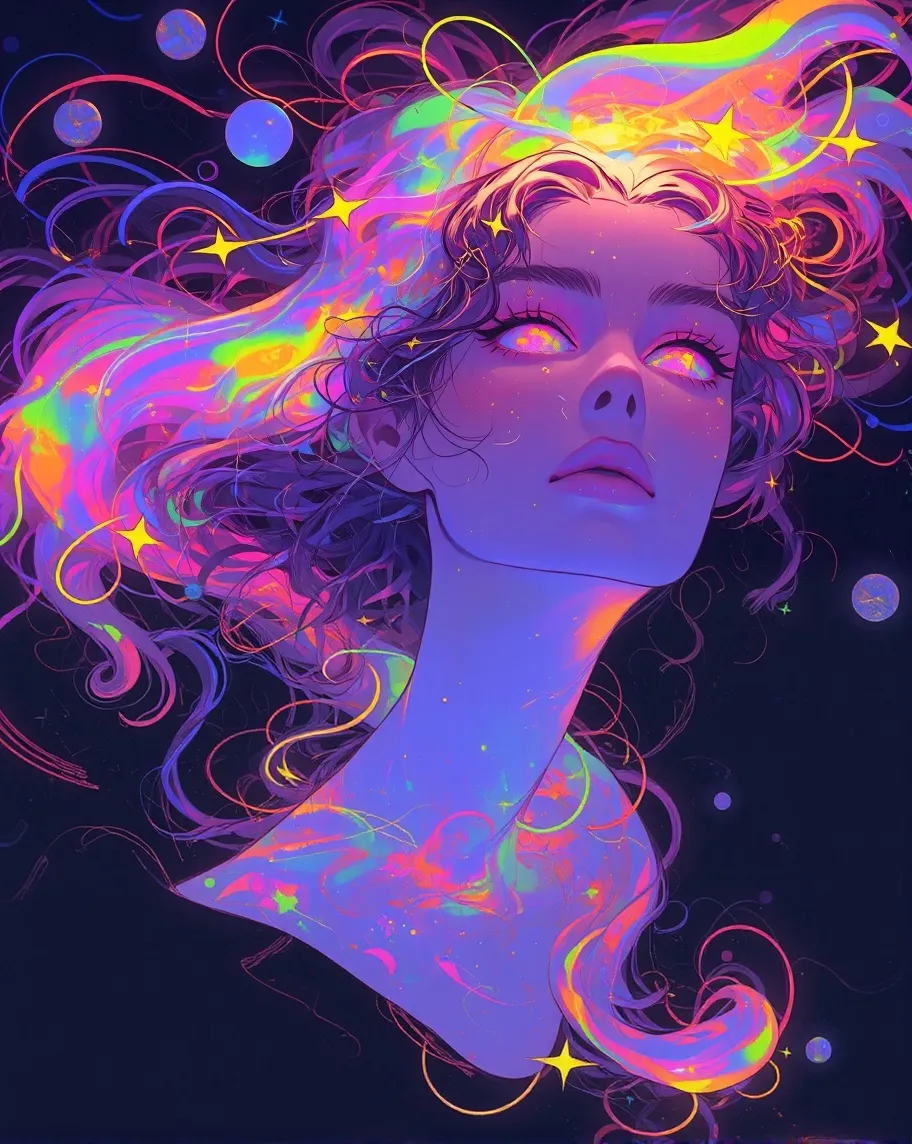 A surreal vibrant portrait a head - Free AI Photo Generator - starryai
