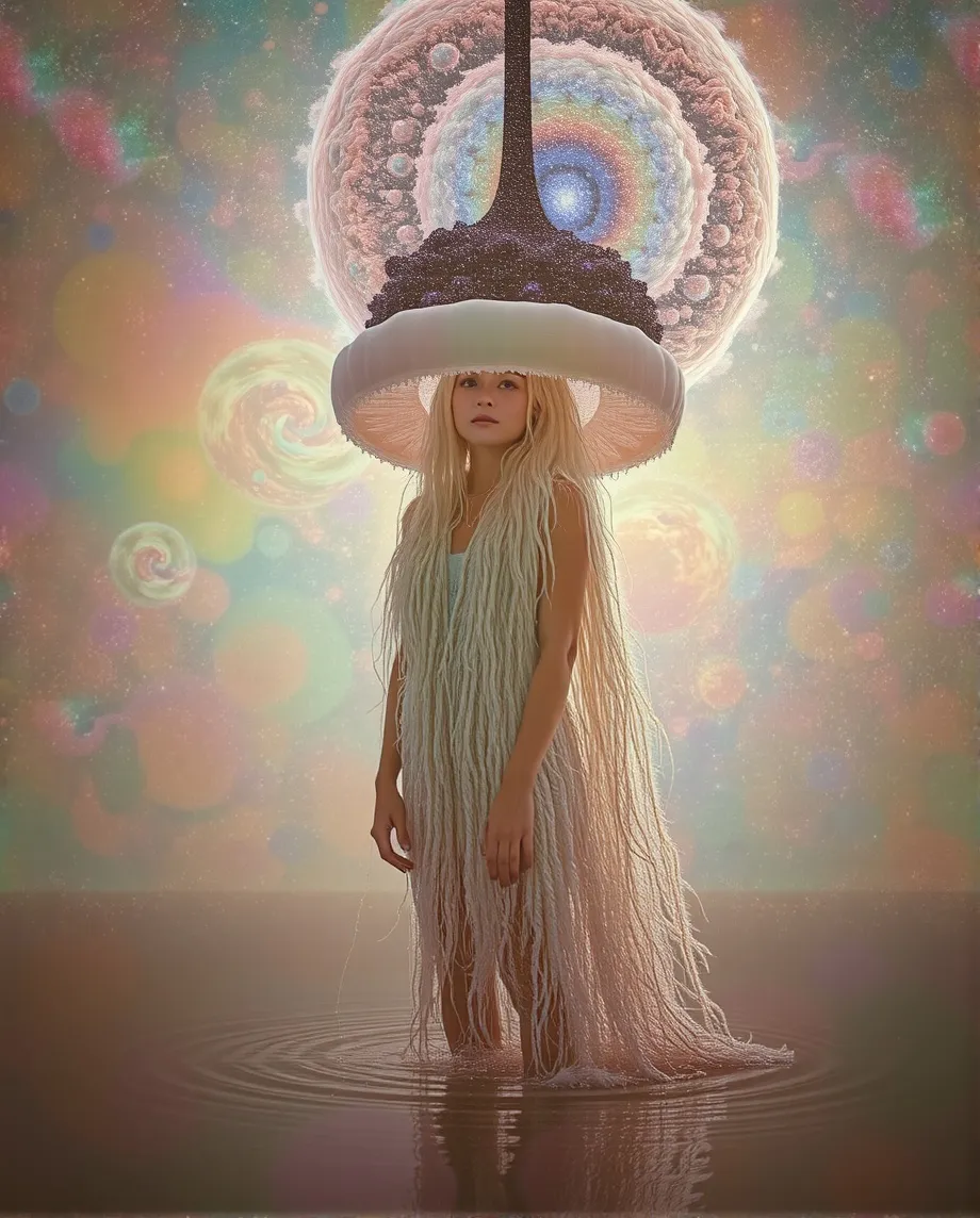 At bottom, a jellyfish-like young - Free AI Photo Generator - starryai