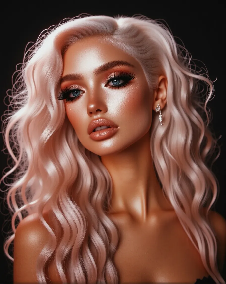 Bold makeup long hair high end - Free AI Photo Generator - starryai