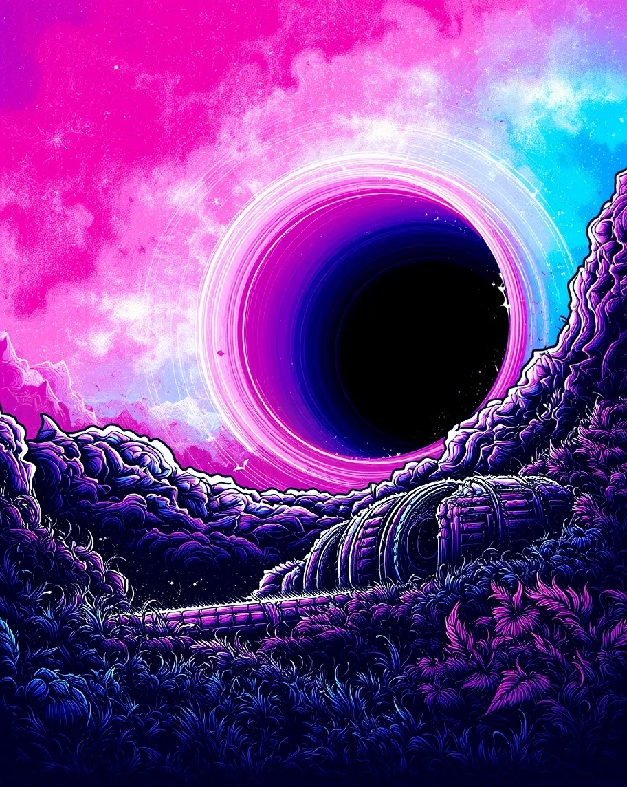 blackhole travelling another Neon - Free AI Photo Generator - starryai