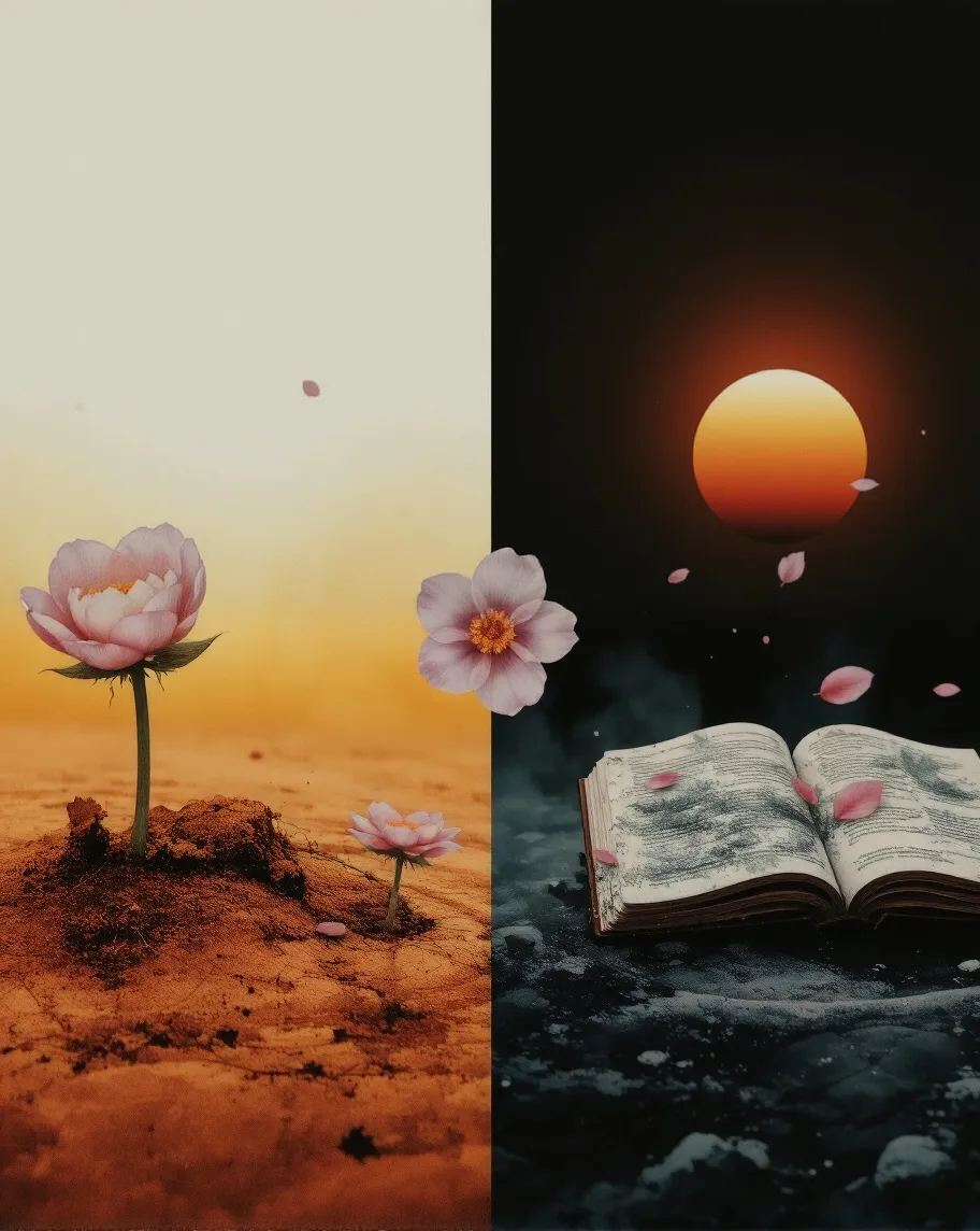 Split composition showing duality - Free AI Photo Generator - starryai