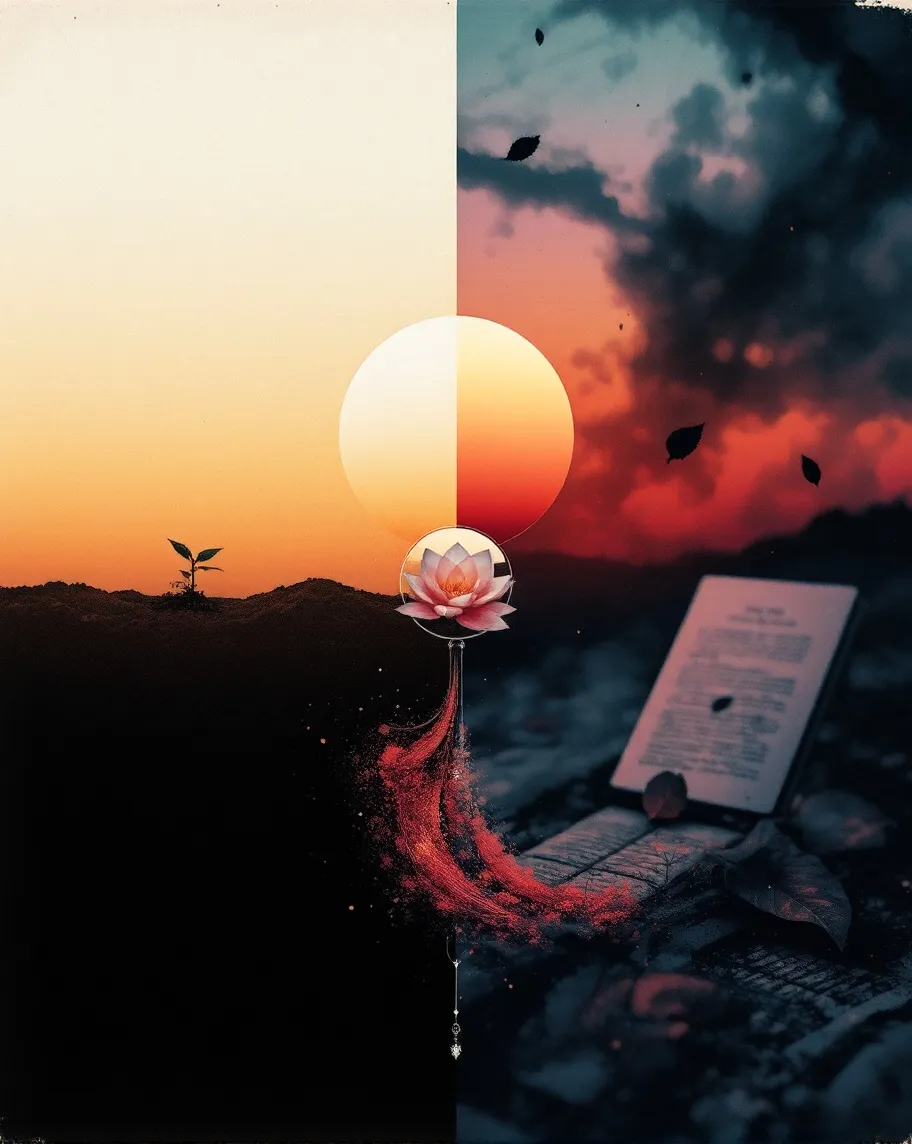 Split composition showing duality - Free AI Photo Generator - starryai
