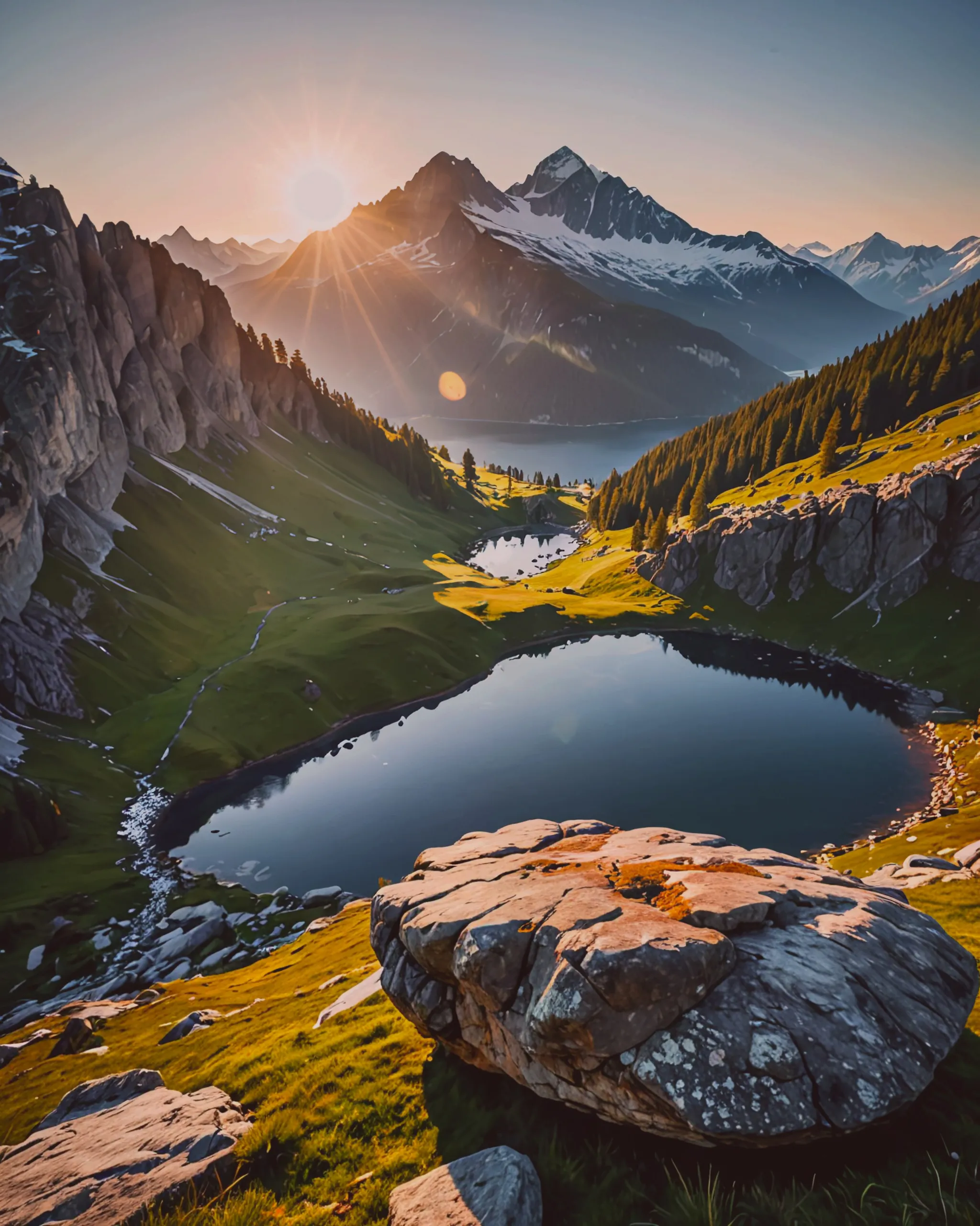 View a gorgeous hidden Alpine a - Free AI Photo Generator - starryai