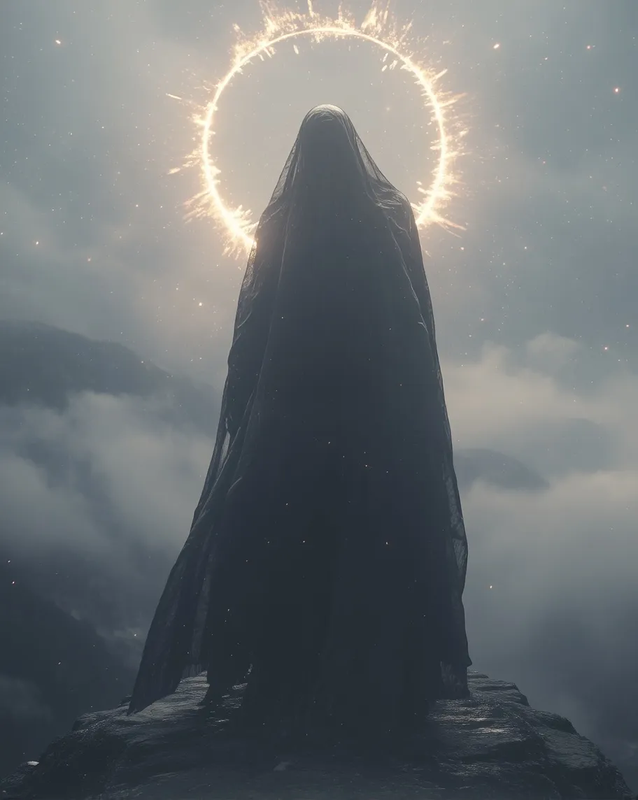 A mysterious figure shrouded - Free AI Photo Generator - starryai