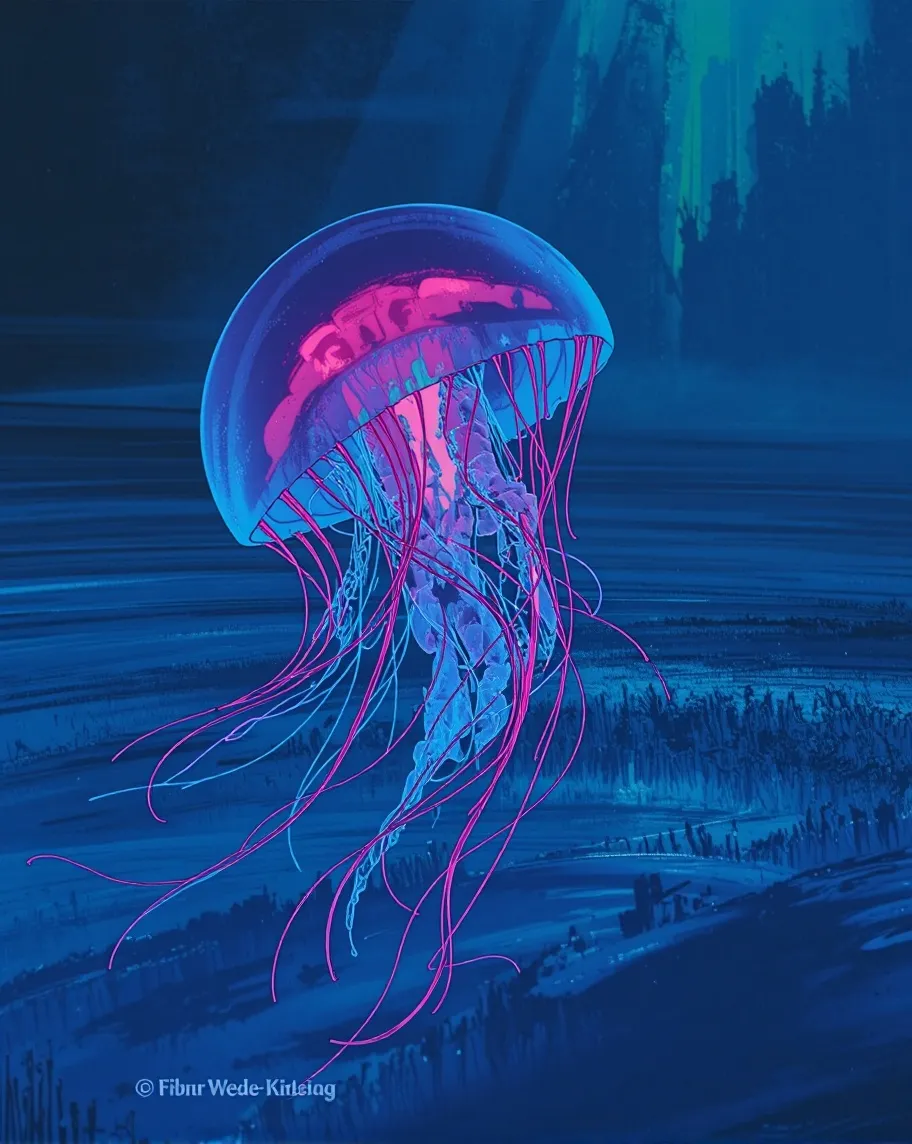 bioluminescent jellyfish - Free AI Photo Generator - starryai