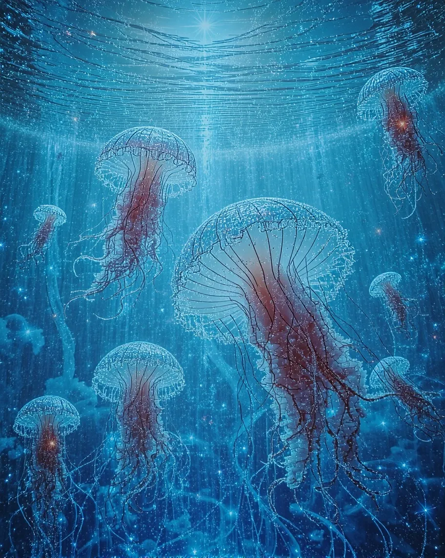 Beautiful jellyfish a sparkling - Free AI Photo Generator - starryai