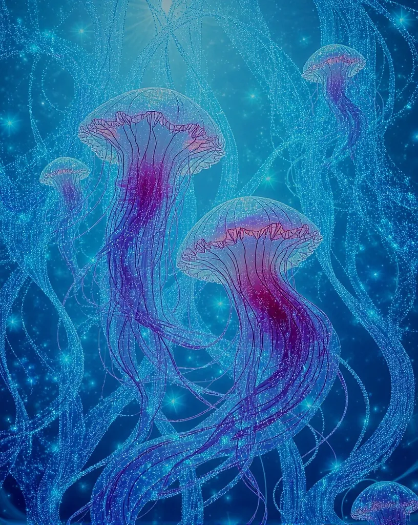 Beautiful jellyfish a sparkling - Free AI Photo Generator - starryai