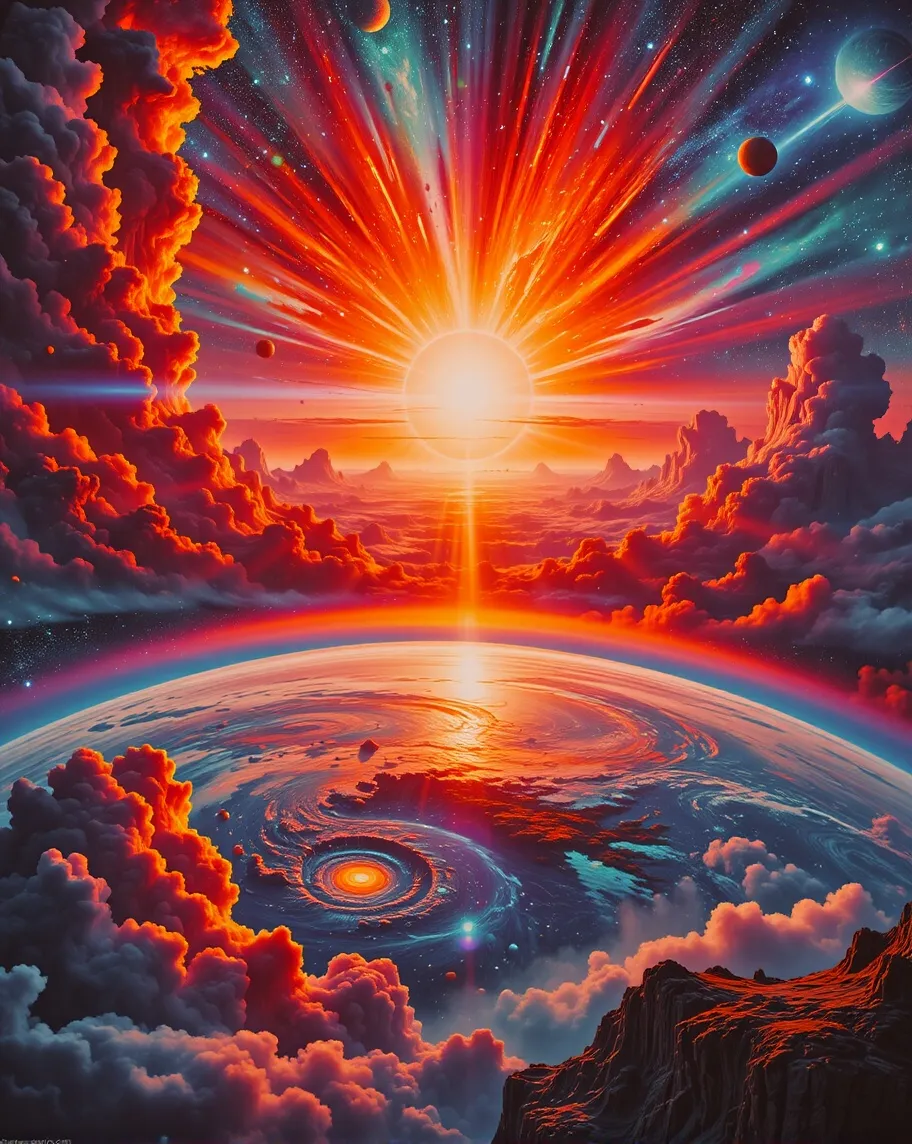 A galactic sunrise over Earth. - Free AI Photo Generator - starryai