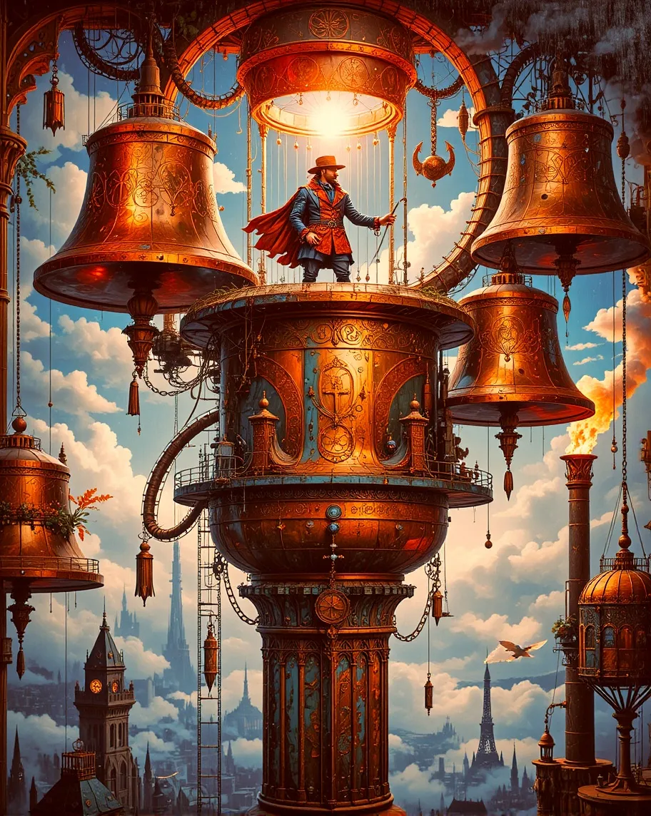 Colossal Bell A mysterious bell-ringer, clad - Free AI Photo Generator - starryai