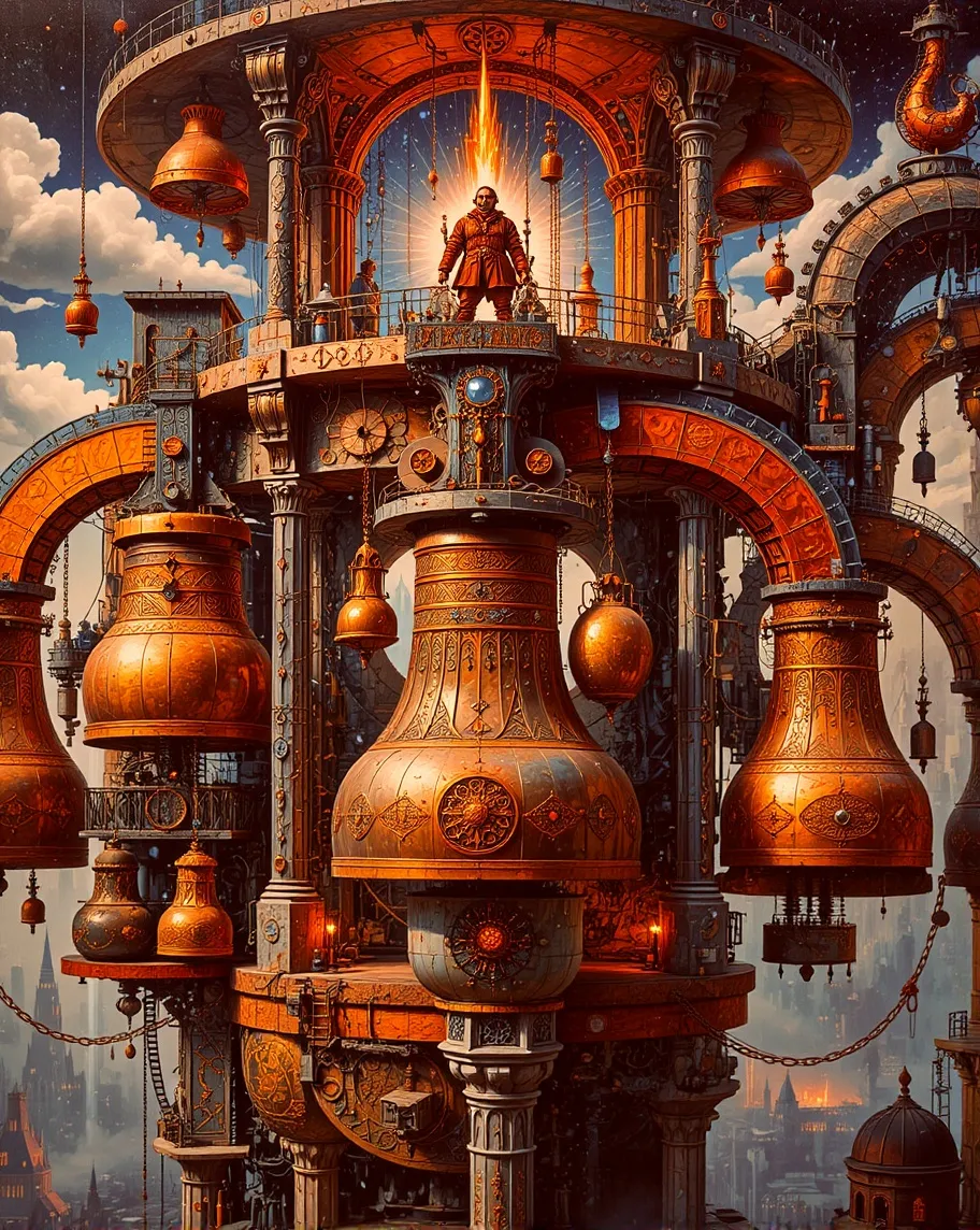 Colossal Bell A mysterious bell-ringer, clad - Free AI Photo Generator - starryai
