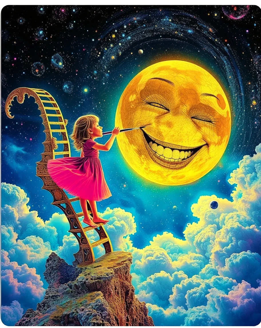 A whimsical scene a little girl - Free AI Photo Generator - starryai