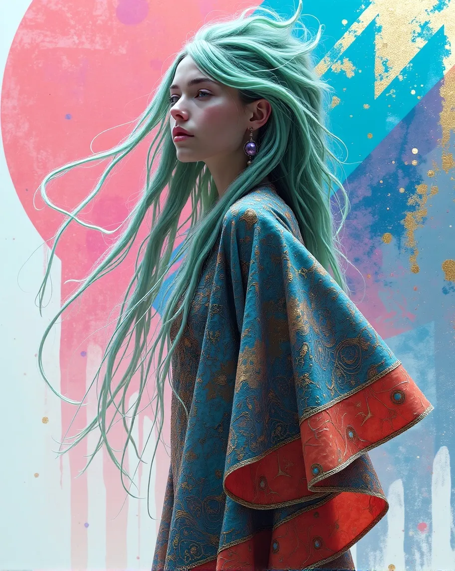 digital painting a woman flowing - Free AI Photo Generator - starryai