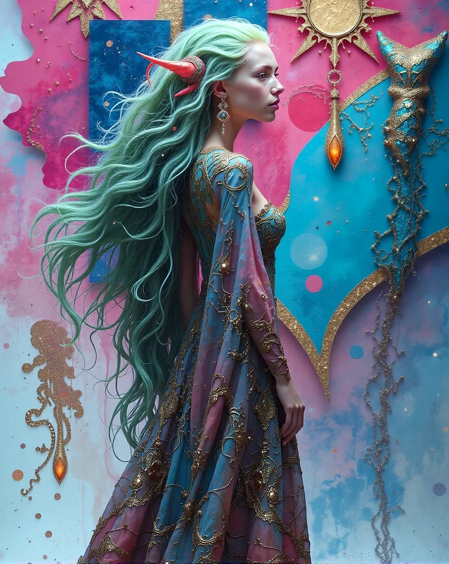 digital painting a woman flowing - Free AI Photo Generator - starryai