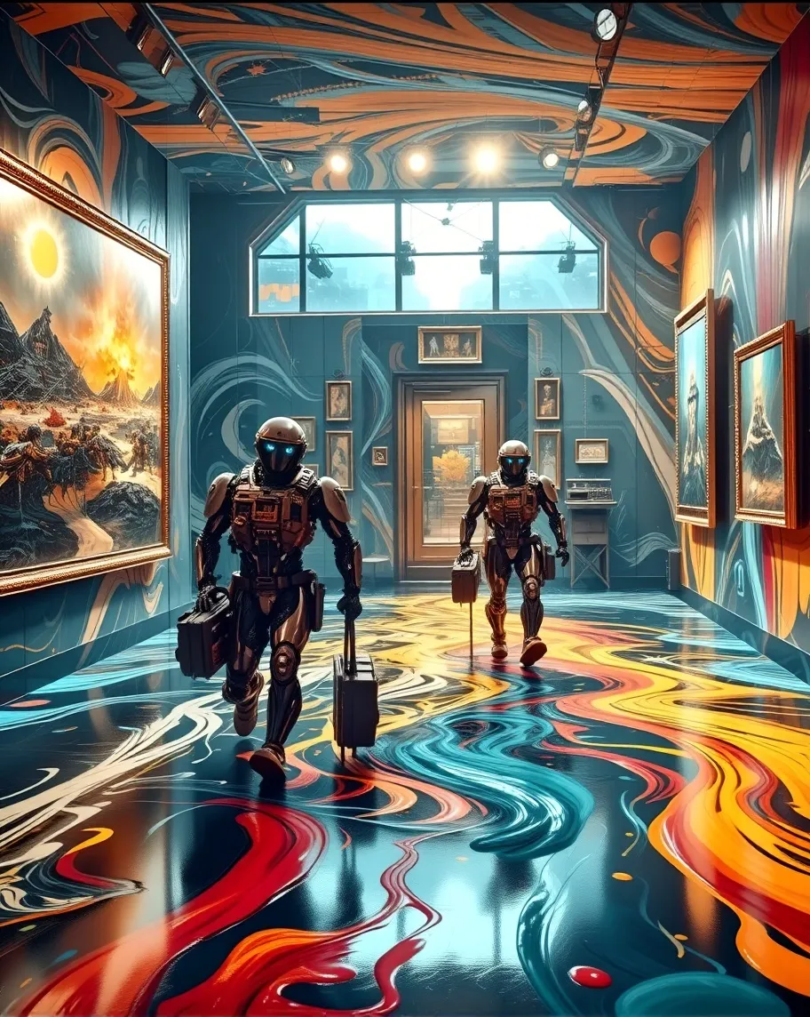 A surreal gallery scene where art - Free AI Photo Generator - starryai