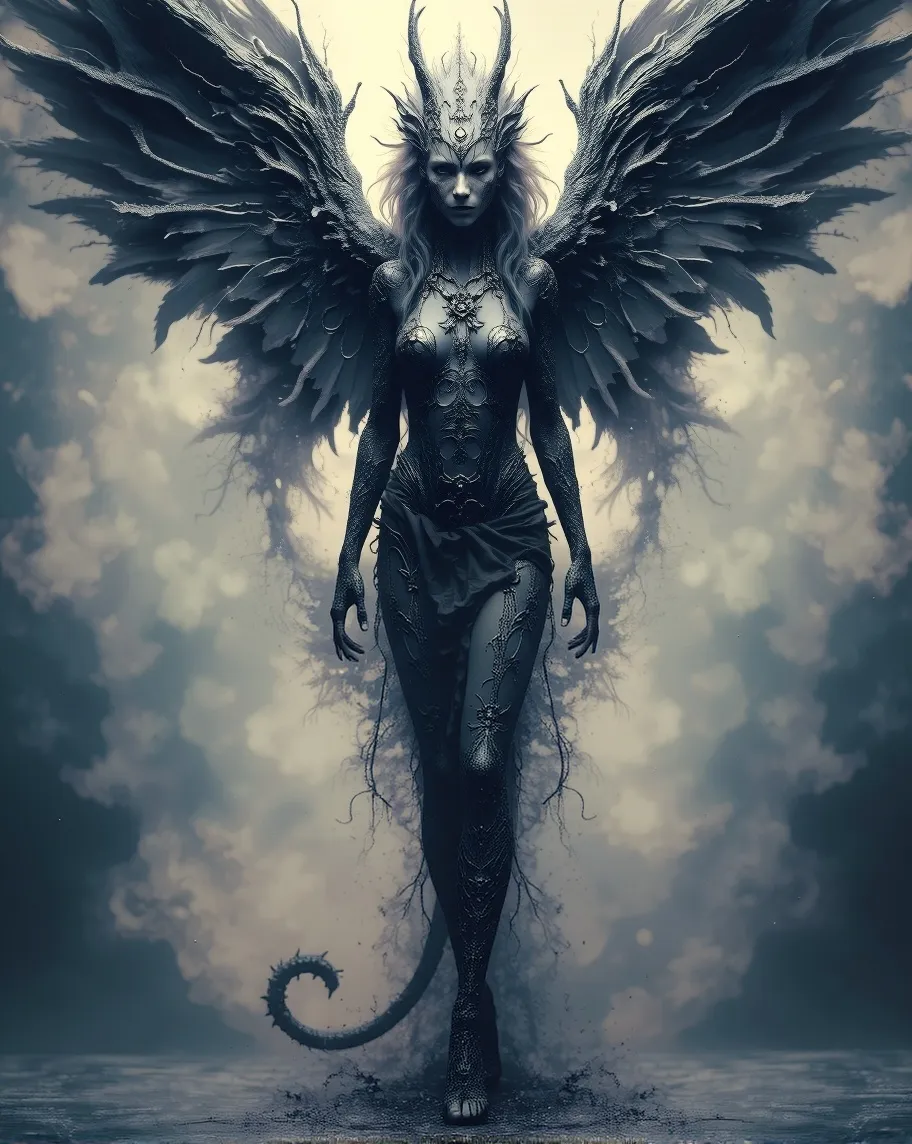 Mythic Winged Lion made black ink - Free AI Photo Generator - starryai