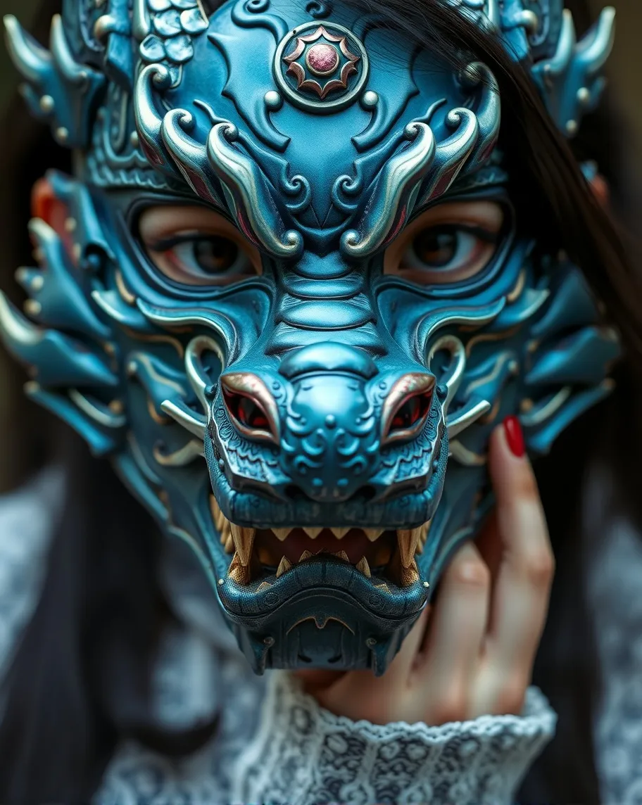 Close up Azure blue cold dragon - Free AI Photo Generator - starryai