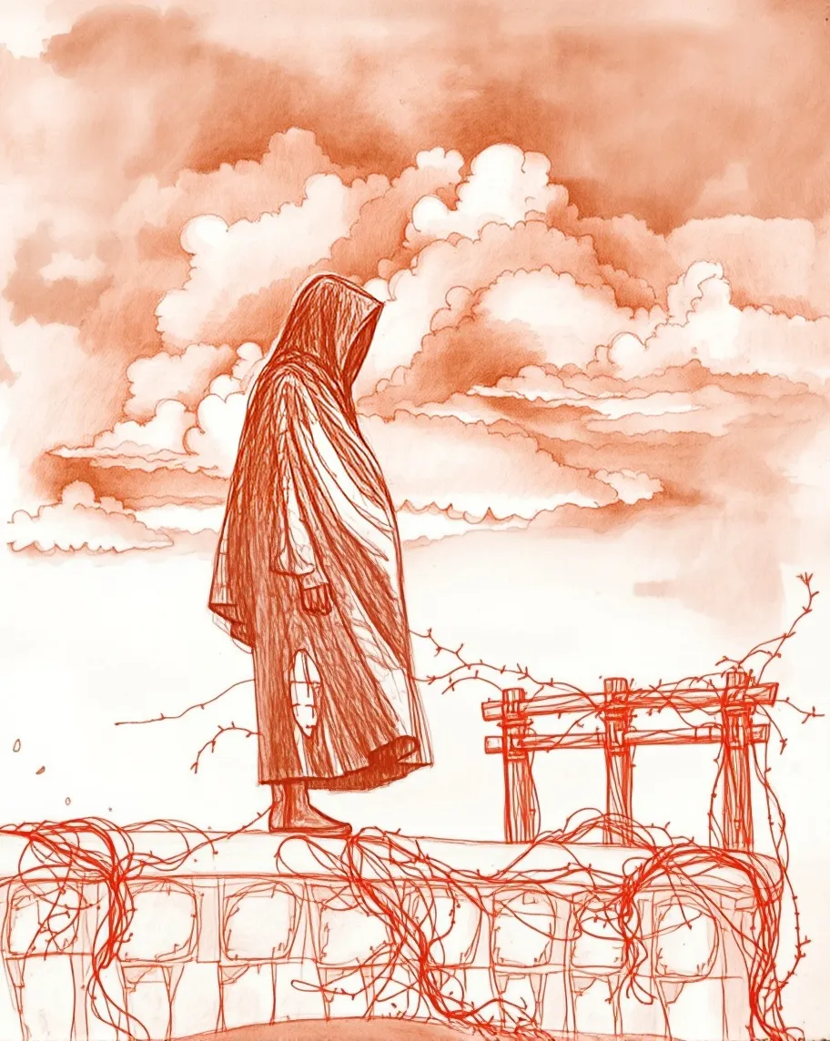 A solitary cloaked figure stands - Free AI Photo Generator - starryai