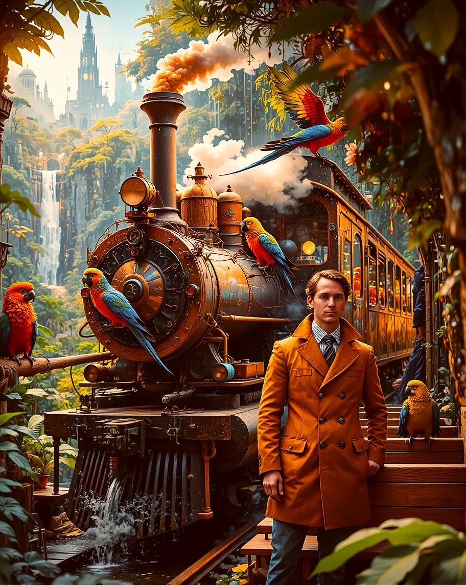 Paroros Train digital painting a vintage steam - Free AI Photo Generator - starryai