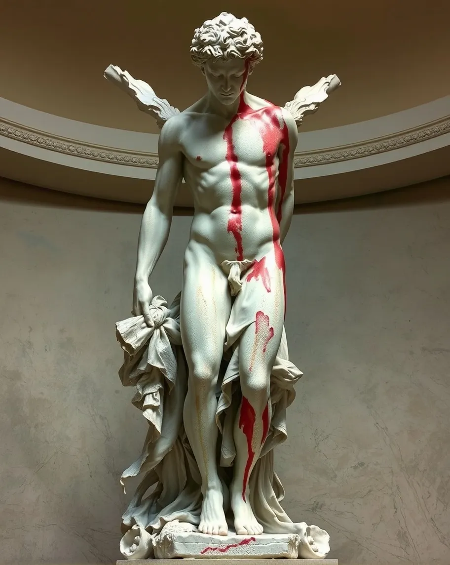A marble statue exploding into - Free AI Photo Generator - starryai