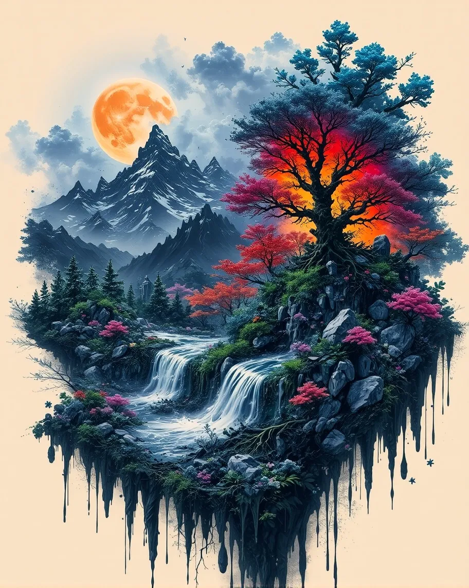 God made ink creating beatifull - Free AI Photo Generator - starryai