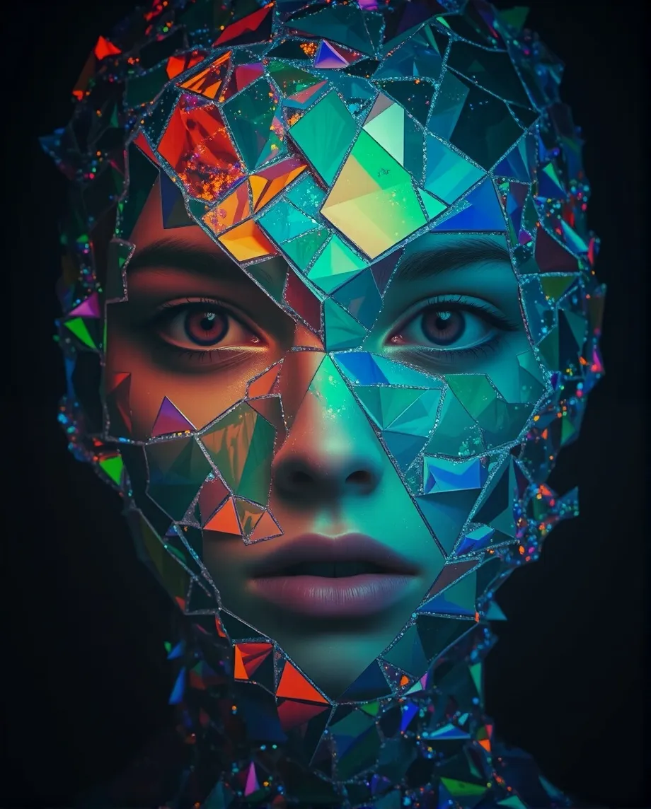 A surreal digital portrait a face - Free AI Photo Generator - starryai