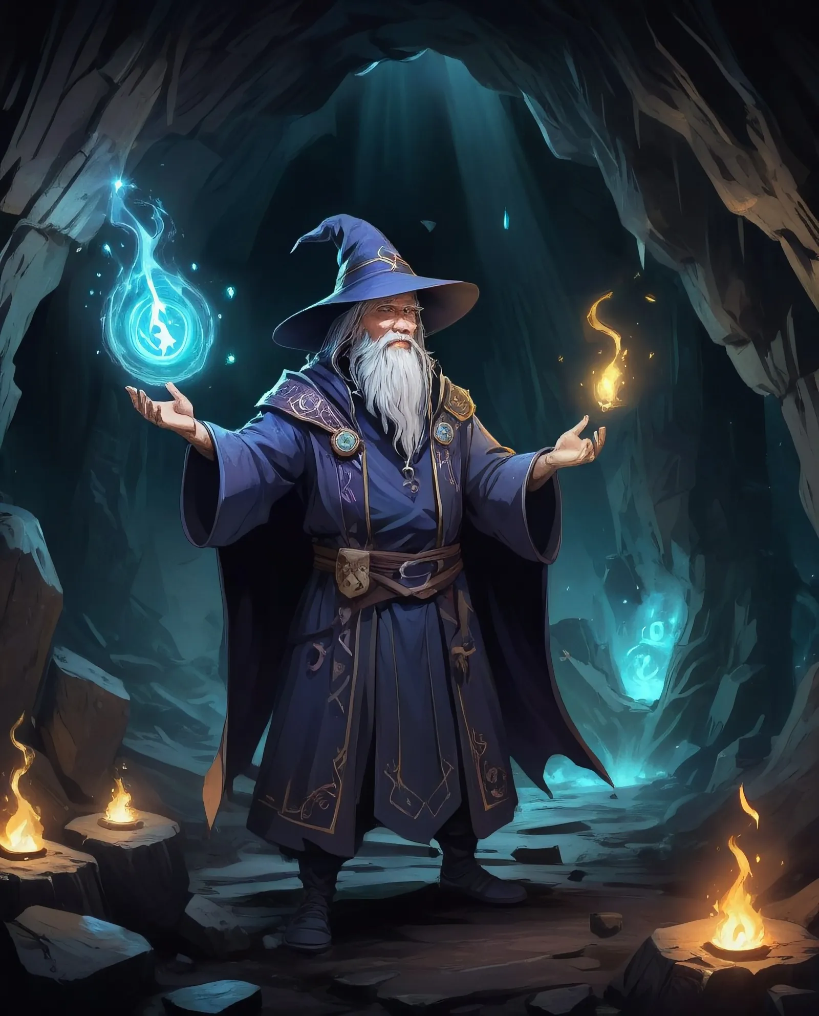 A wizard casting a spell a dark - Free AI Photo Generator - starryai