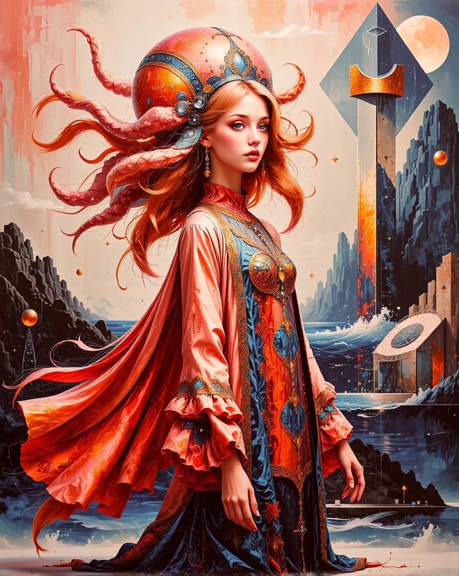 digital painting a woman flowing - Free AI Photo Generator - starryai