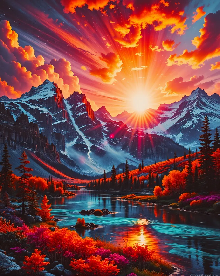 A Colorado Sunrise. Rocky peaks - Free AI Photo Generator - starryai