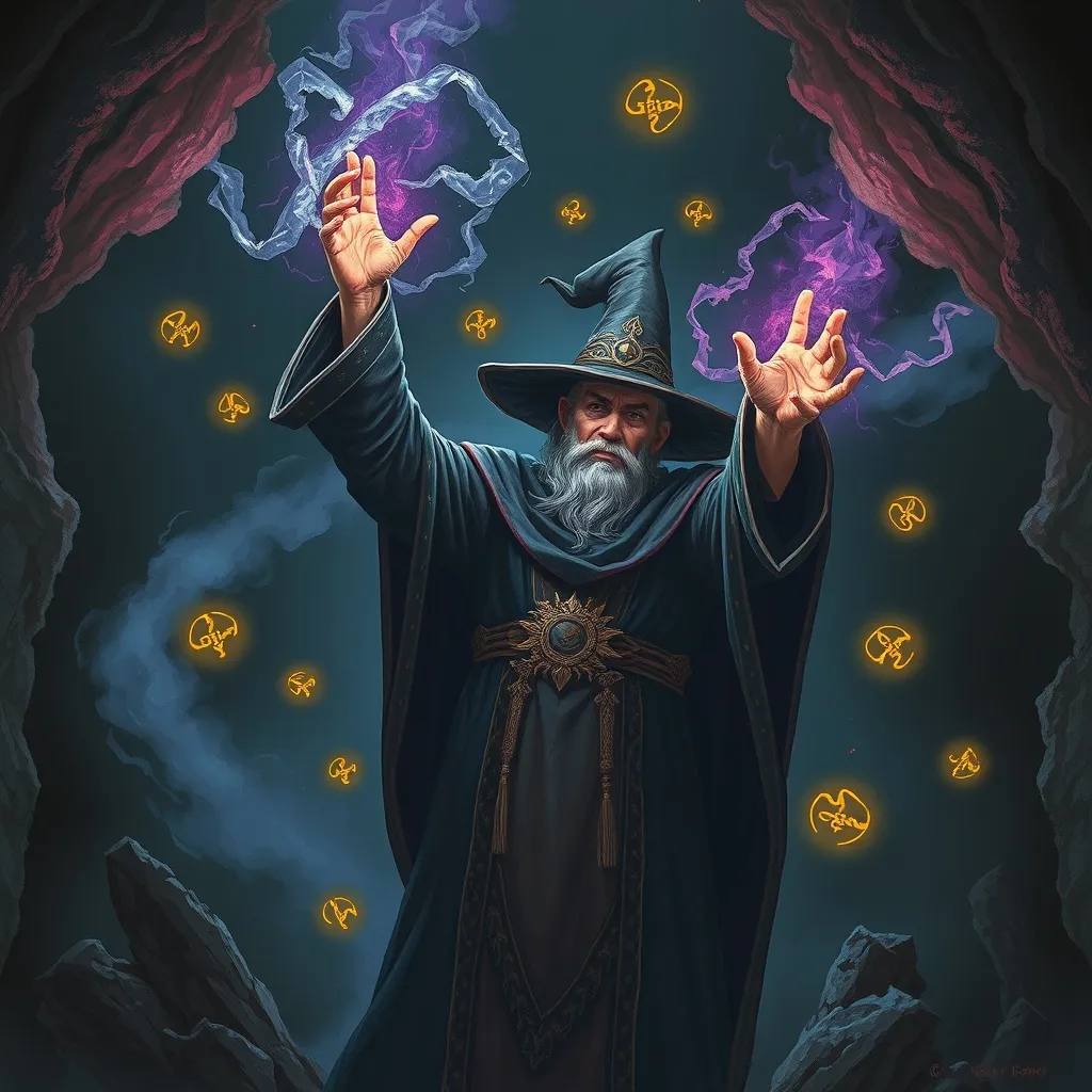 A wizard casting a spell a dark - Free AI Photo Generator - starryai