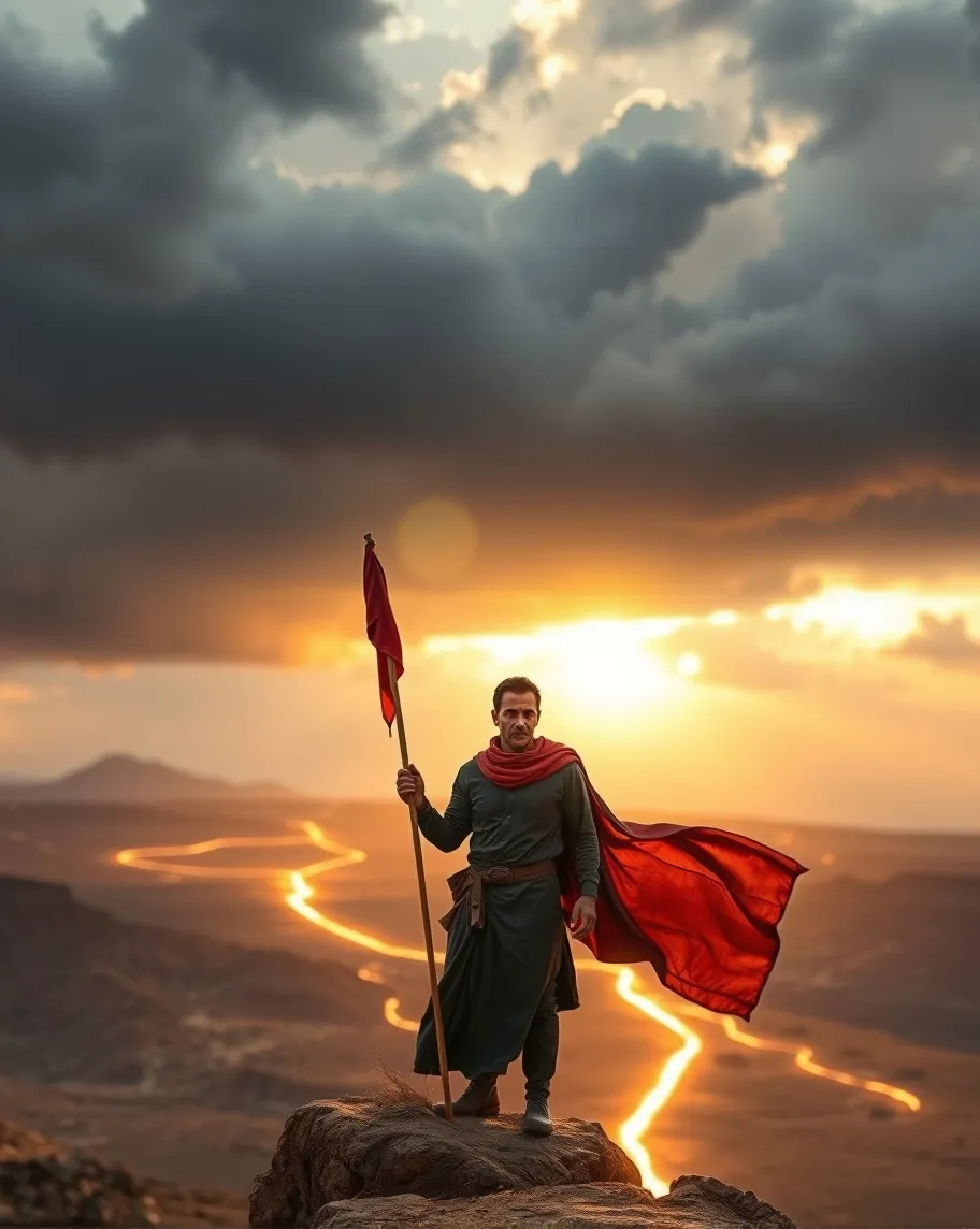 A solitary figure stands on a at - Free AI Photo Generator - starryai