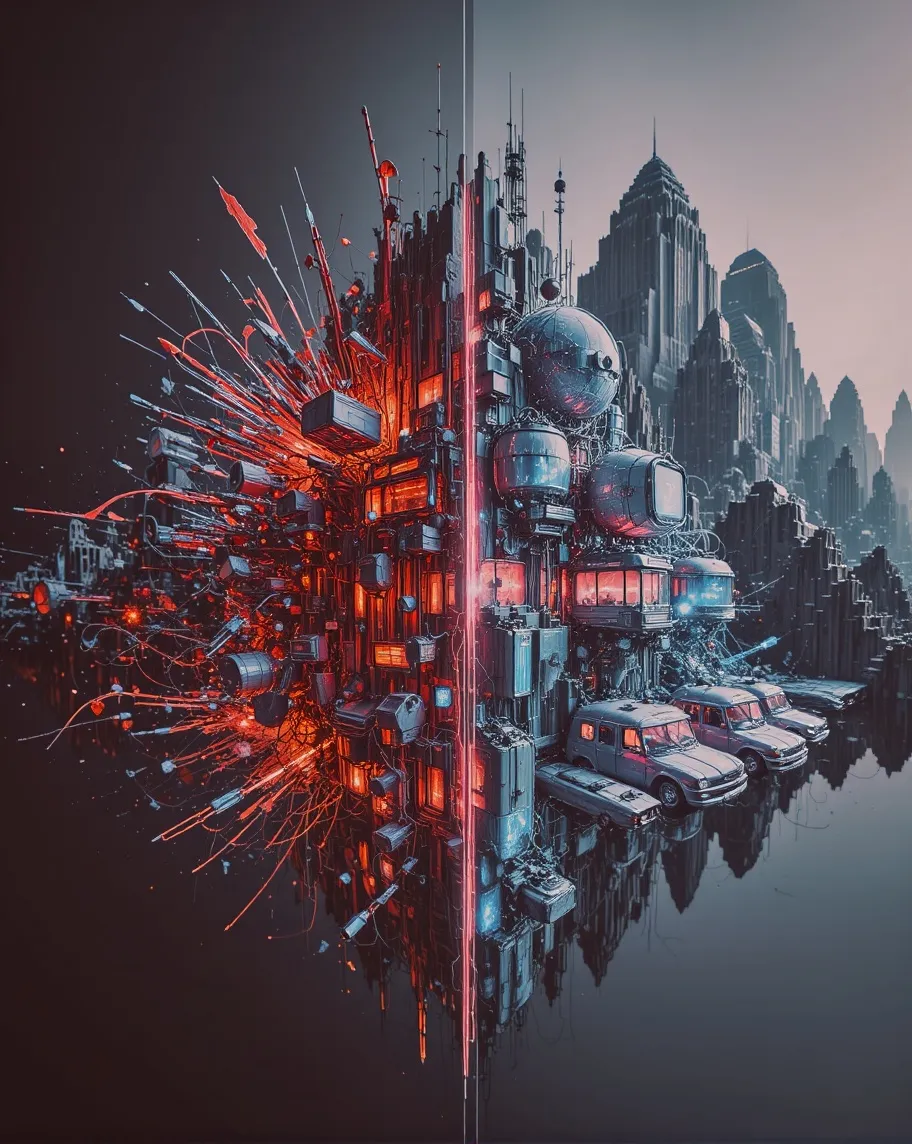 A Literal Line Holding Two Worlds - Free AI Photo Generator - starryai