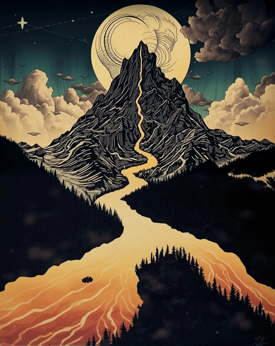 Mountain range shaped like a its - Free AI Photo Generator - starryai