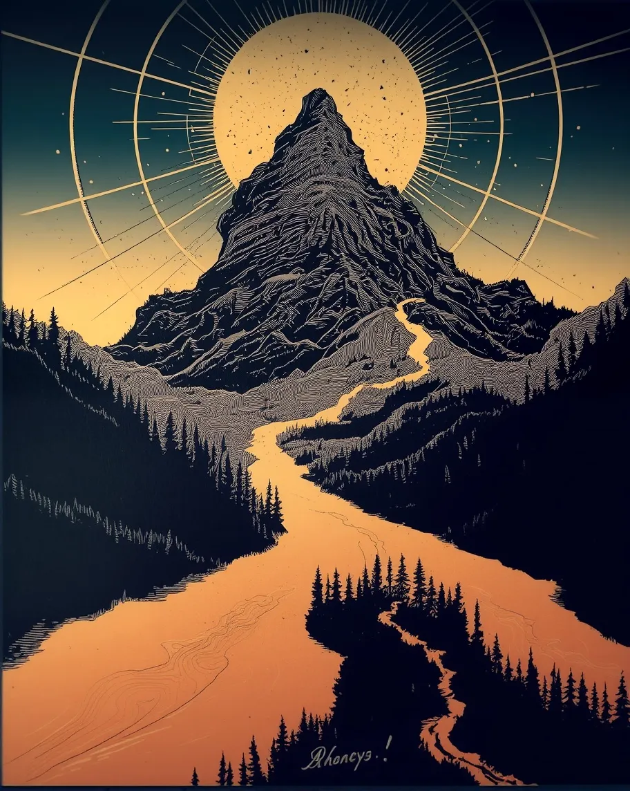 Mountain range shaped like a its - Free AI Photo Generator - starryai