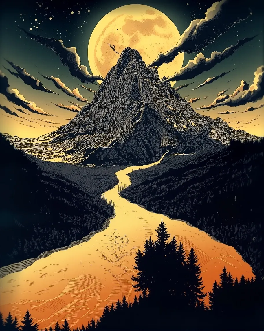 Mountain range shaped like a its - Free AI Photo Generator - starryai