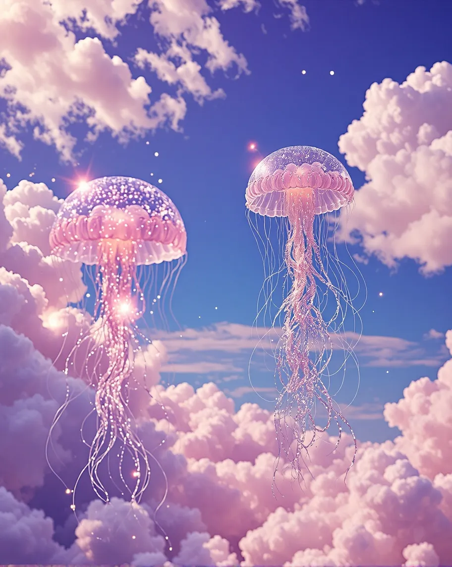 A Floating Jellyfish Garden drift - Free AI Photo Generator - starryai
