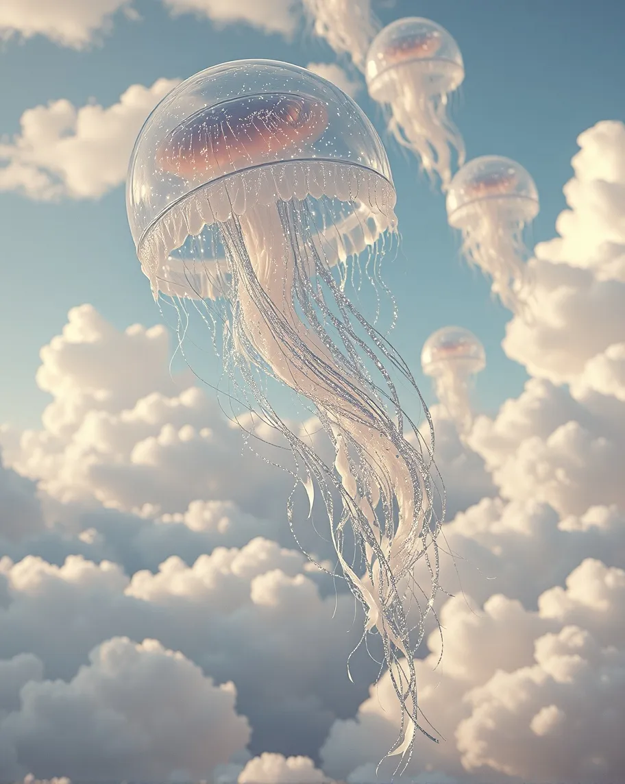 A Floating Jellyfish Garden drift - Free AI Photo Generator - starryai