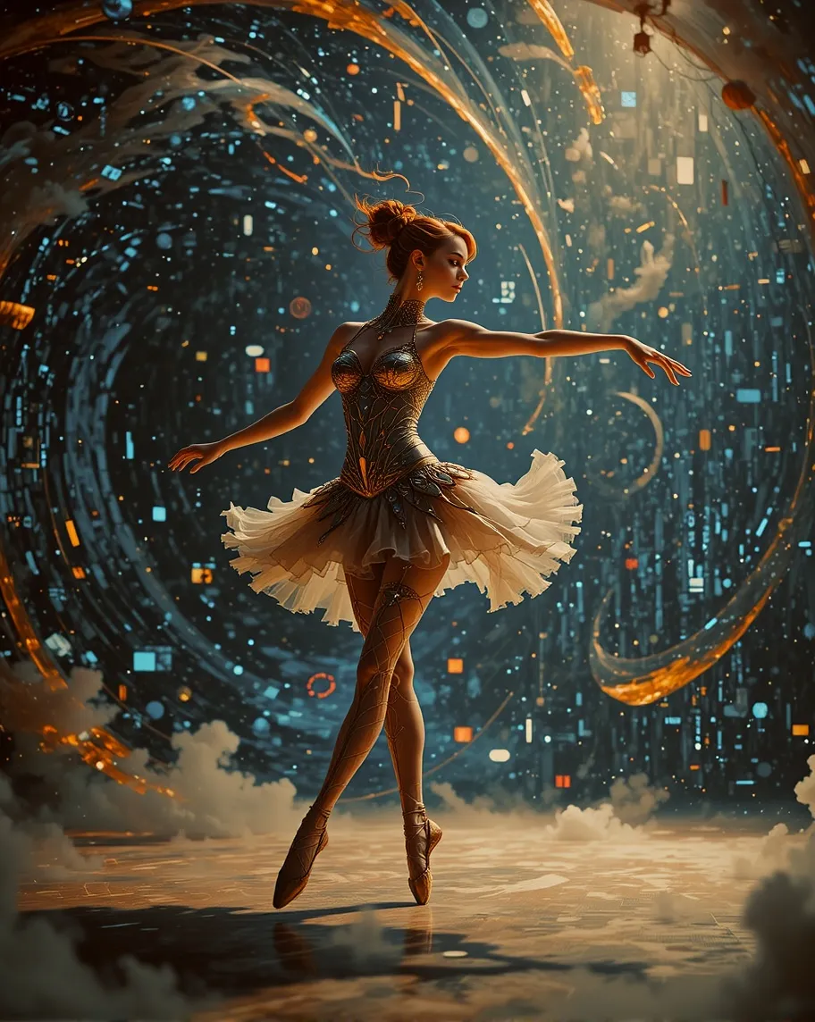 Starlit Cyber Ballerina - Free AI Photo Generator - starryai