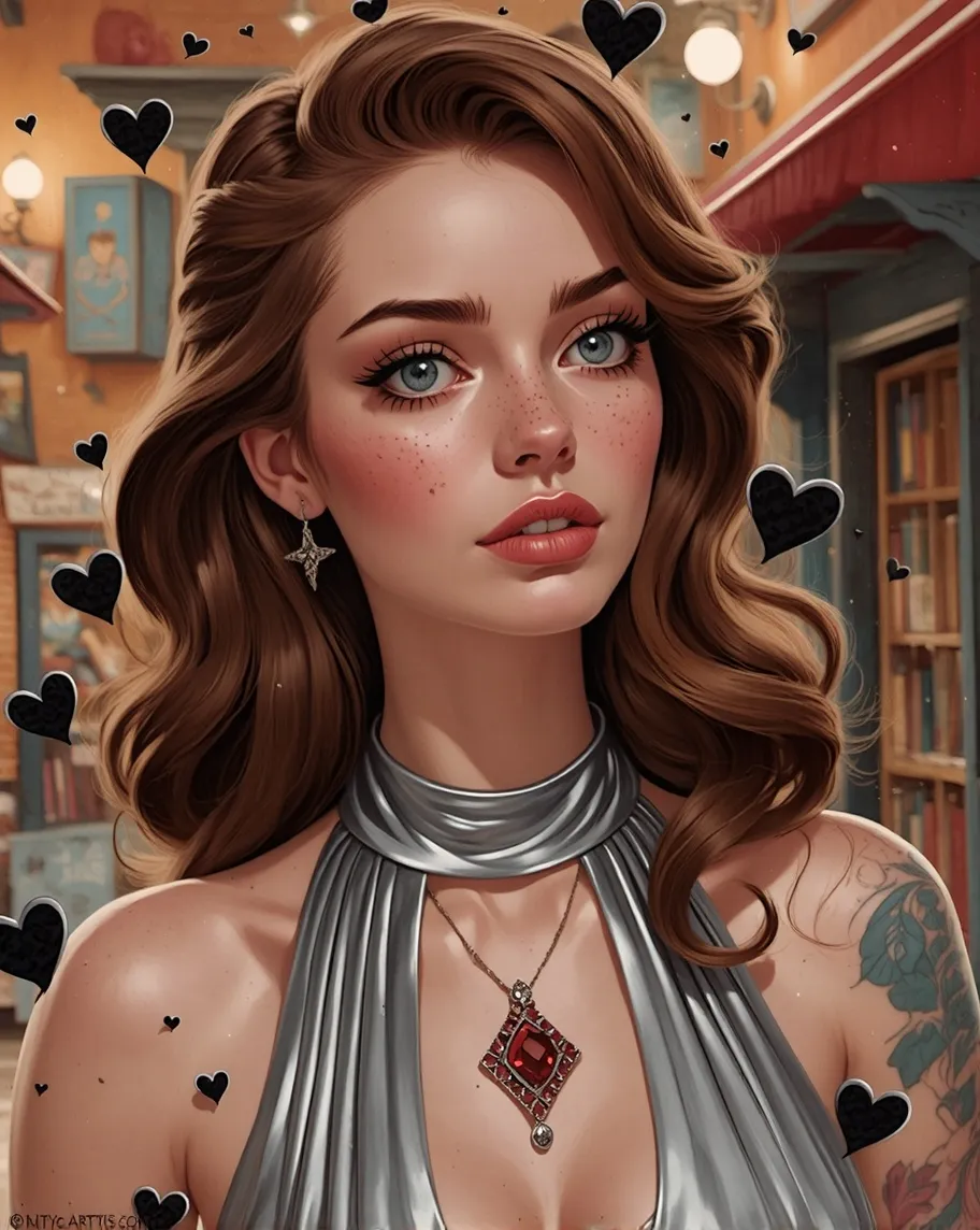 A pretty young woman black hearts - Free AI Photo Generator - starryai