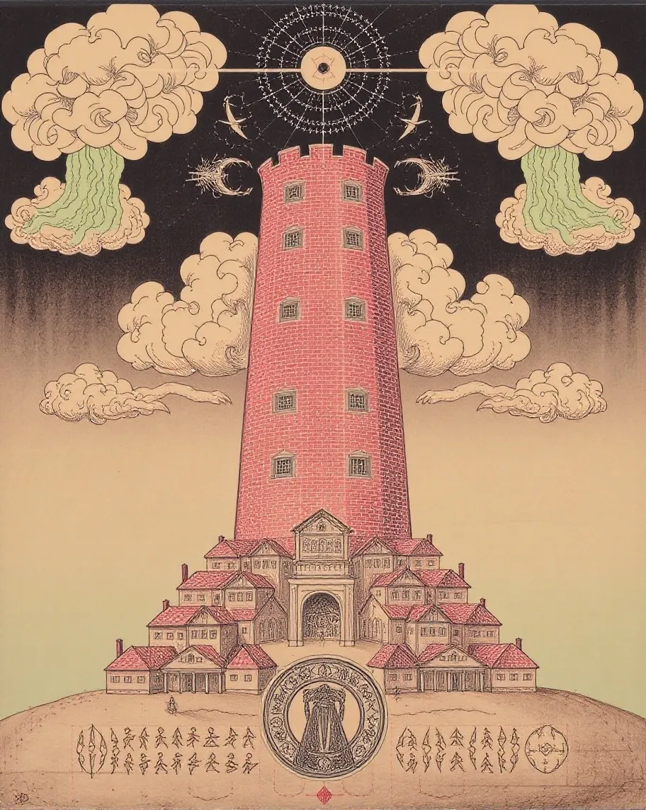 A brick tower surrounded many - Free AI Photo Generator - starryai