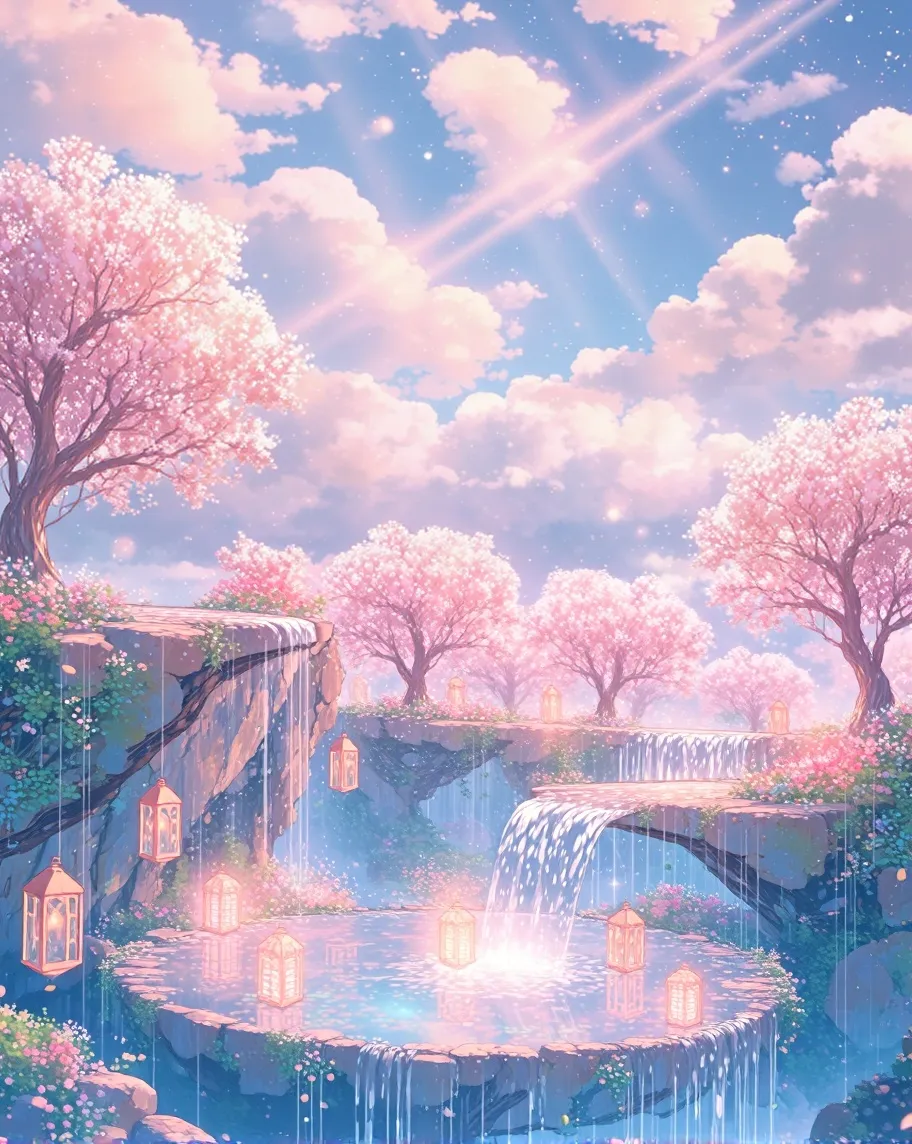 A floating crystal garden sky, - Free AI Photo Generator - starryai