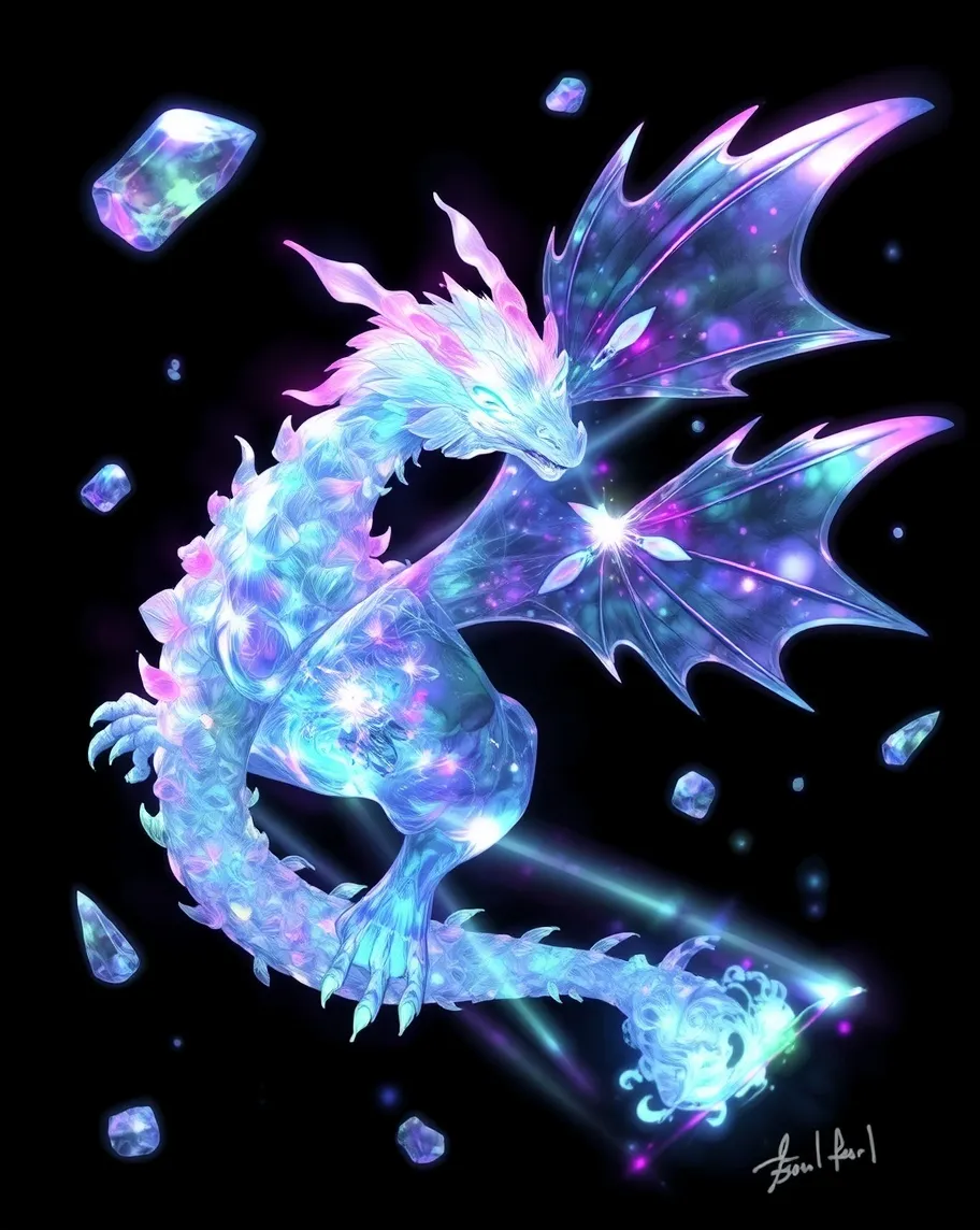 "Draw a beautiful crystal dragon. - Free AI Photo Generator - starryai