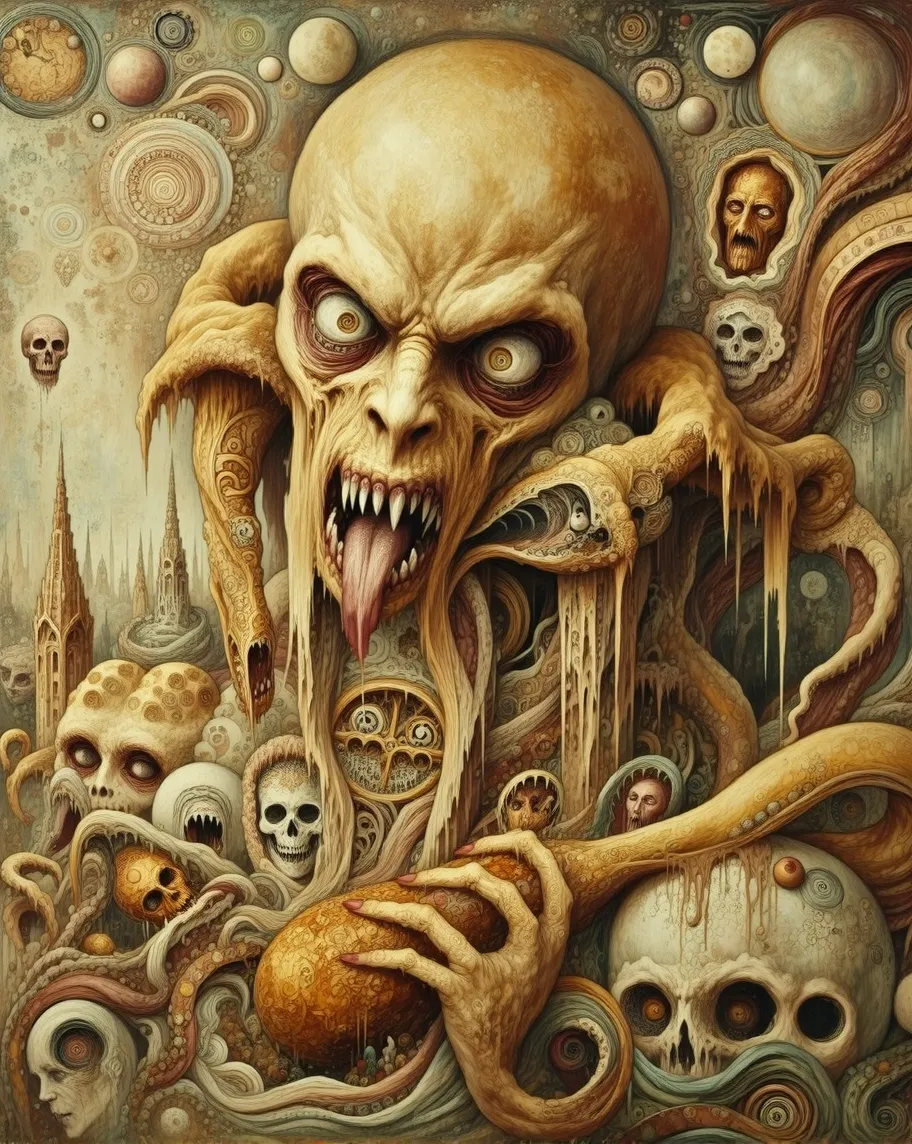 A monster eating a ☎️🥗 - Free AI Photo Generator - starryai