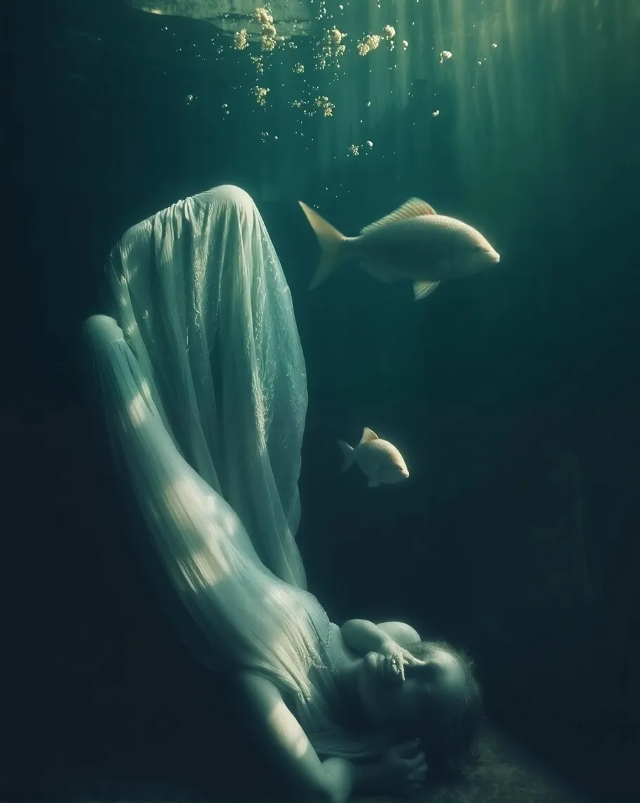Mermaid, fish, thin flowy fabric, - Free AI Photo Generator - starryai
