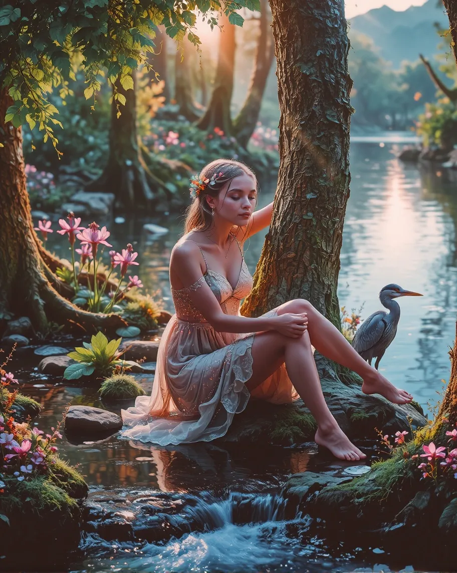 A contemplative, serene scene a - Free AI Photo Generator - starryai